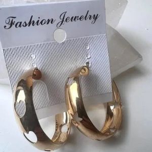 Golden Hoop Earrings Heart star